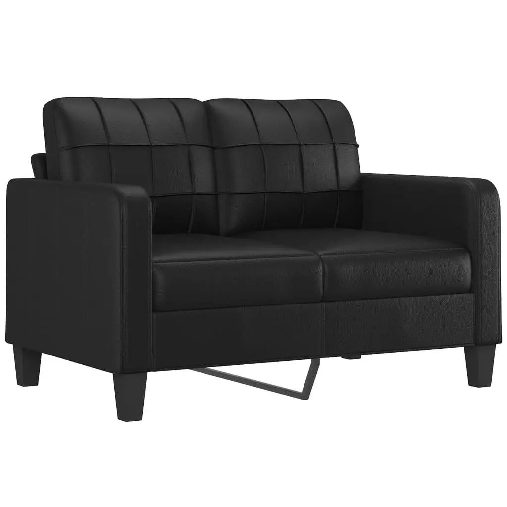 3 Piece Sofa Set Black Faux Leather Couch for Lounging Reading Watching TV
