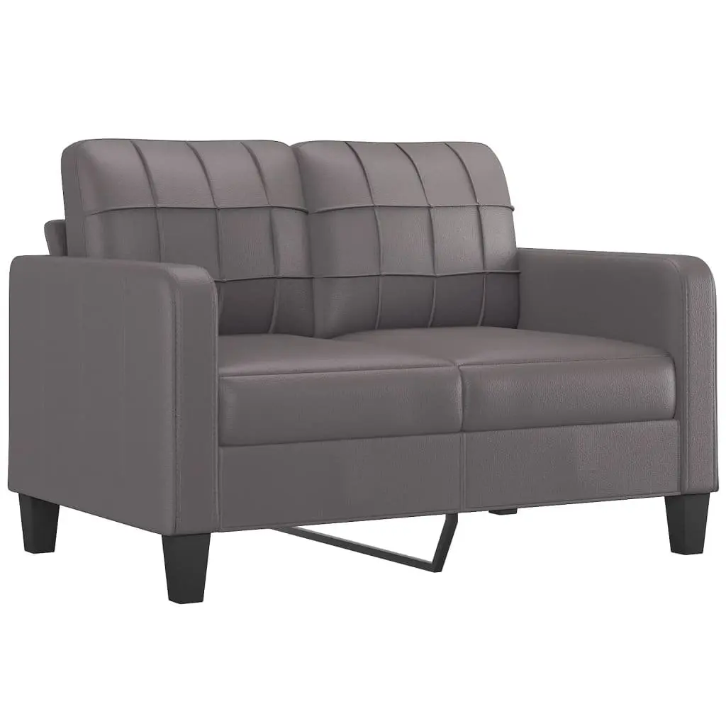 3 Piece Sofa Set Lounge Grey Faux Leather
