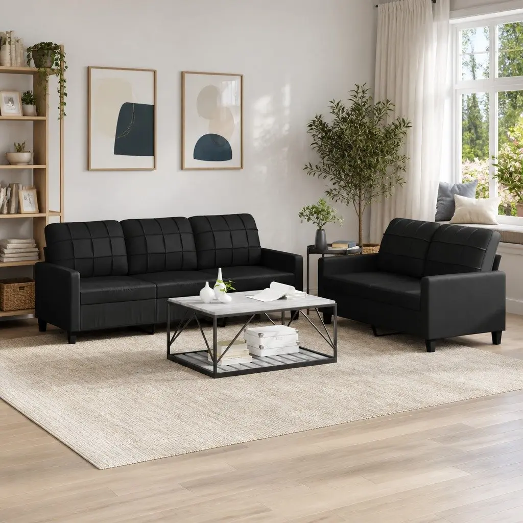 2 Piece Sofa Set in Black