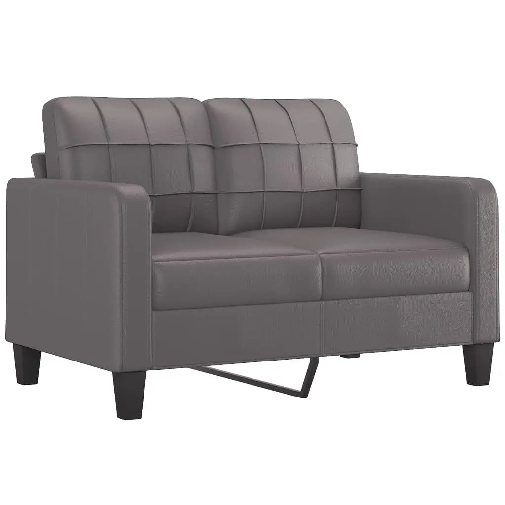 2 Piece Sofa Set Grey Faux Leather Lounge Couch