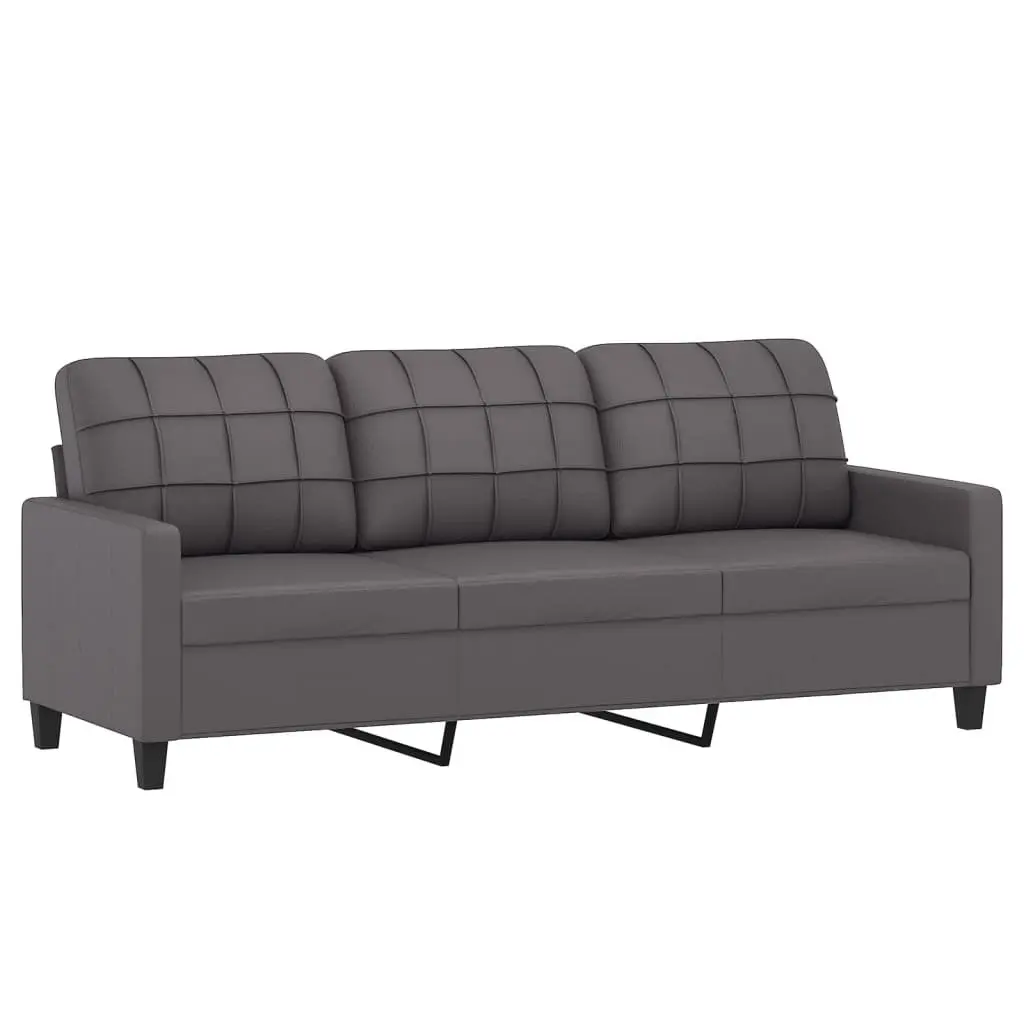 2 Piece Sofa Set Grey Faux Leather Lounge Couch