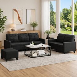 Affordable 3 Piece Sofa Set with Footstool for Comfort