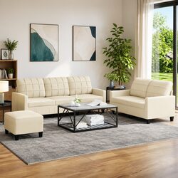 Affordable Comfort: 3 Piece Sofa Set with Footstool