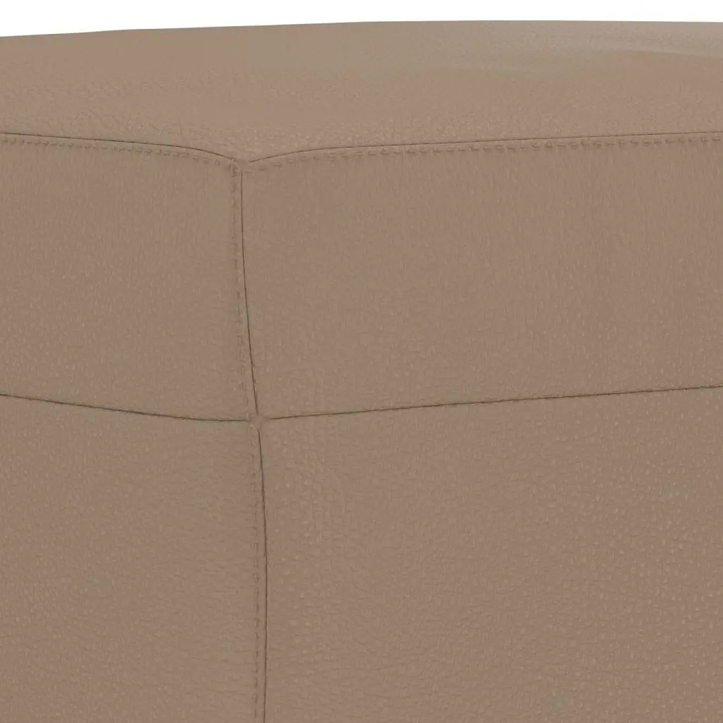 3 Piece Sofa Set Footstool Cushions Brown Faux Leather Living Room