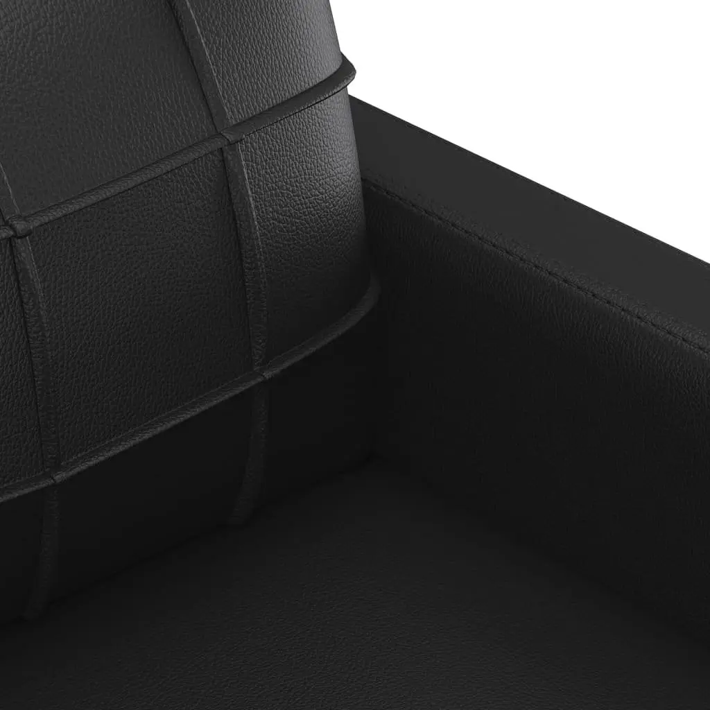 2 Piece Sofa Set Black Faux Leather Couch Living Room Furniture