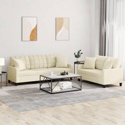 Practical and Stylish Cream Faux Leather Sofa Set