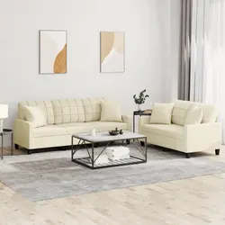 Practical and Stylish Cream Faux Leather Sofa Set