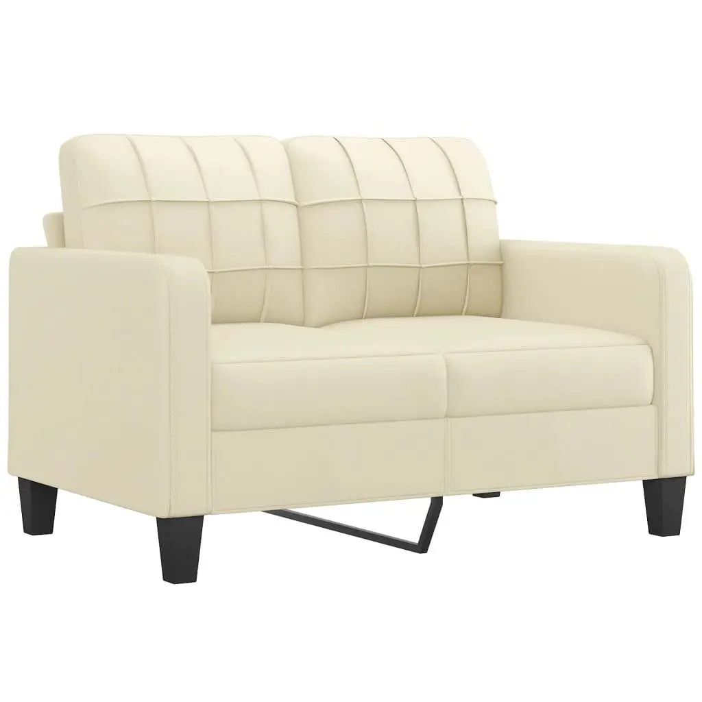 2 Piece Sofa Set Lounge Suite Couch Cream Faux Leather