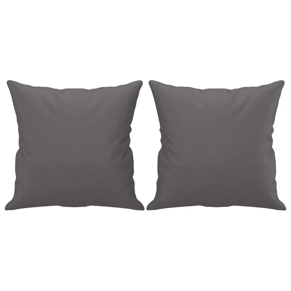 Grey Faux Leather Sofa Set with Throw Pillows