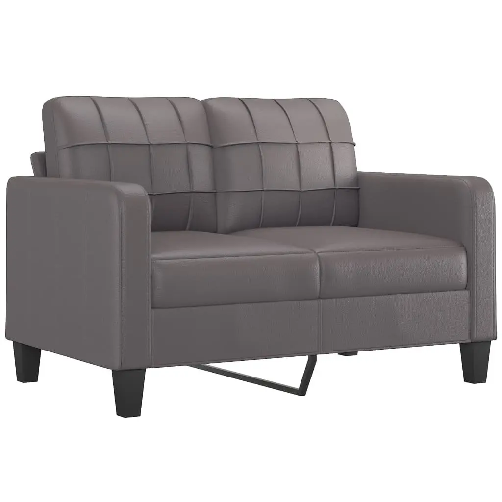 3 Piece Sofa Set Grey Faux Leather Couch for Living Room