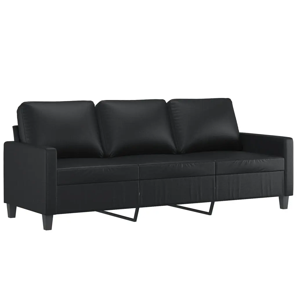 Sofa Set Faux Leather Living Room Furniture 3 Piece Black