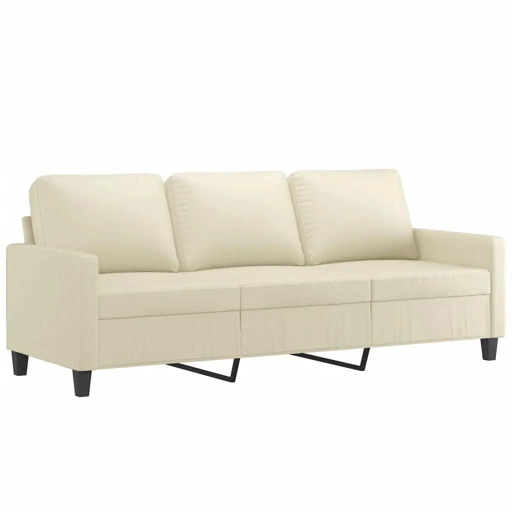 3 Piece Sofa Set Living Room Furniture Faux Leather Cream