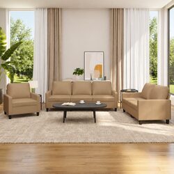 Comfortable 3 Piece Brown Sofa Set for Daily Use