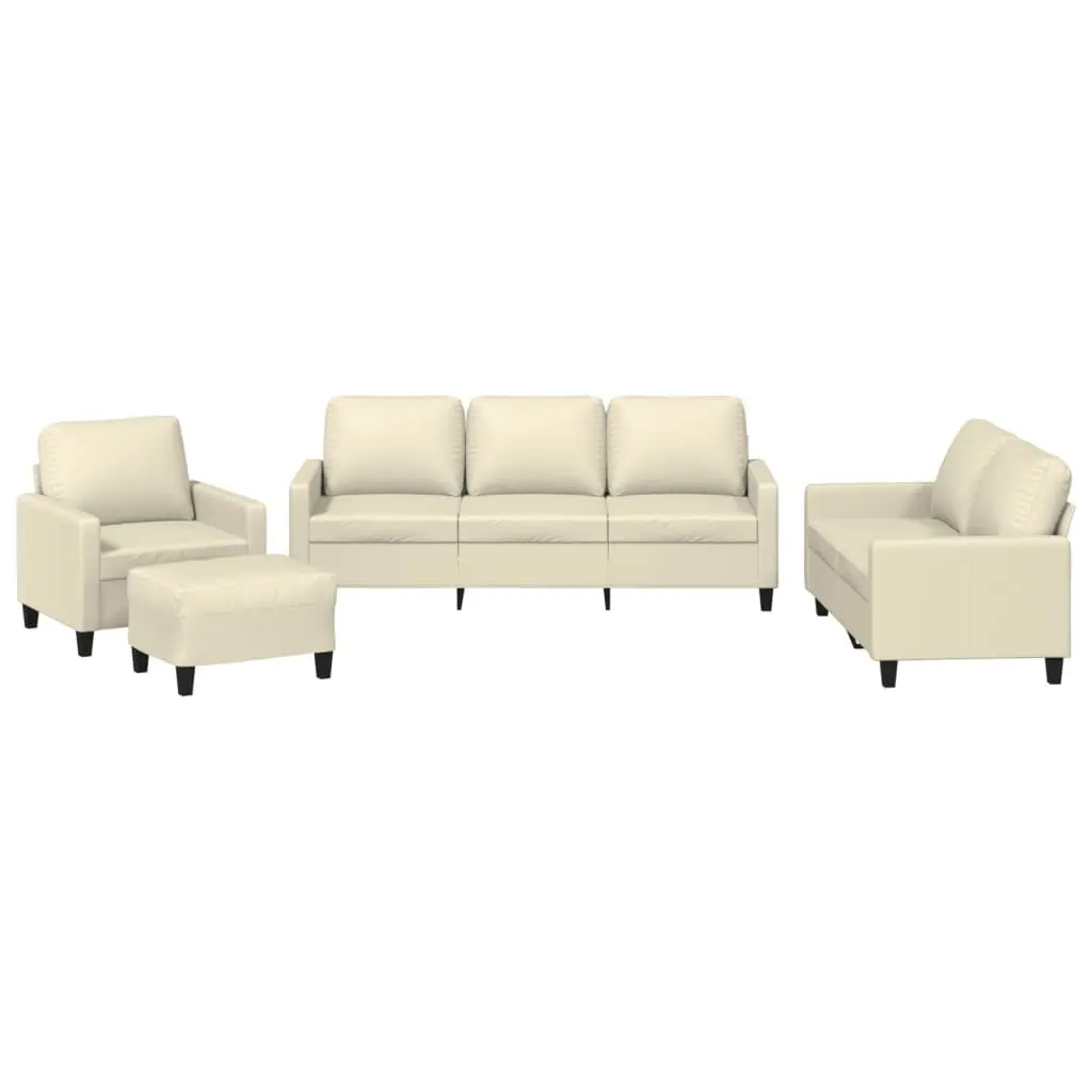 4-Piece Cream Sofa Set with Cushions