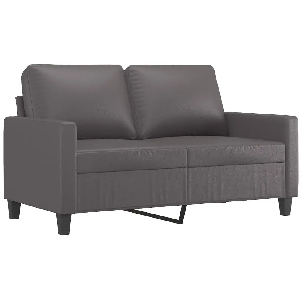 2 Piece Sofa Set Grey Faux Leather Living Room Furniture Seating with Cushions
