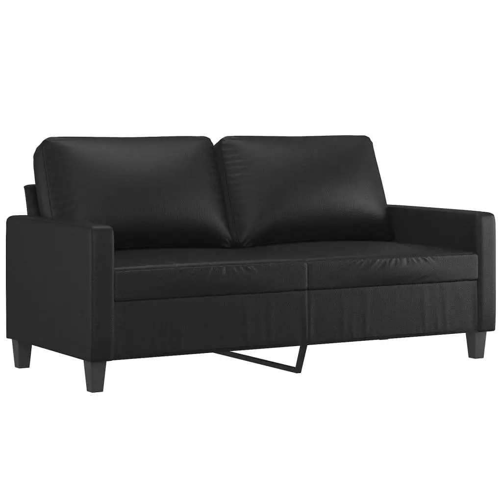 Sofa Set Faux Leather Living Room 3 Piece Black
