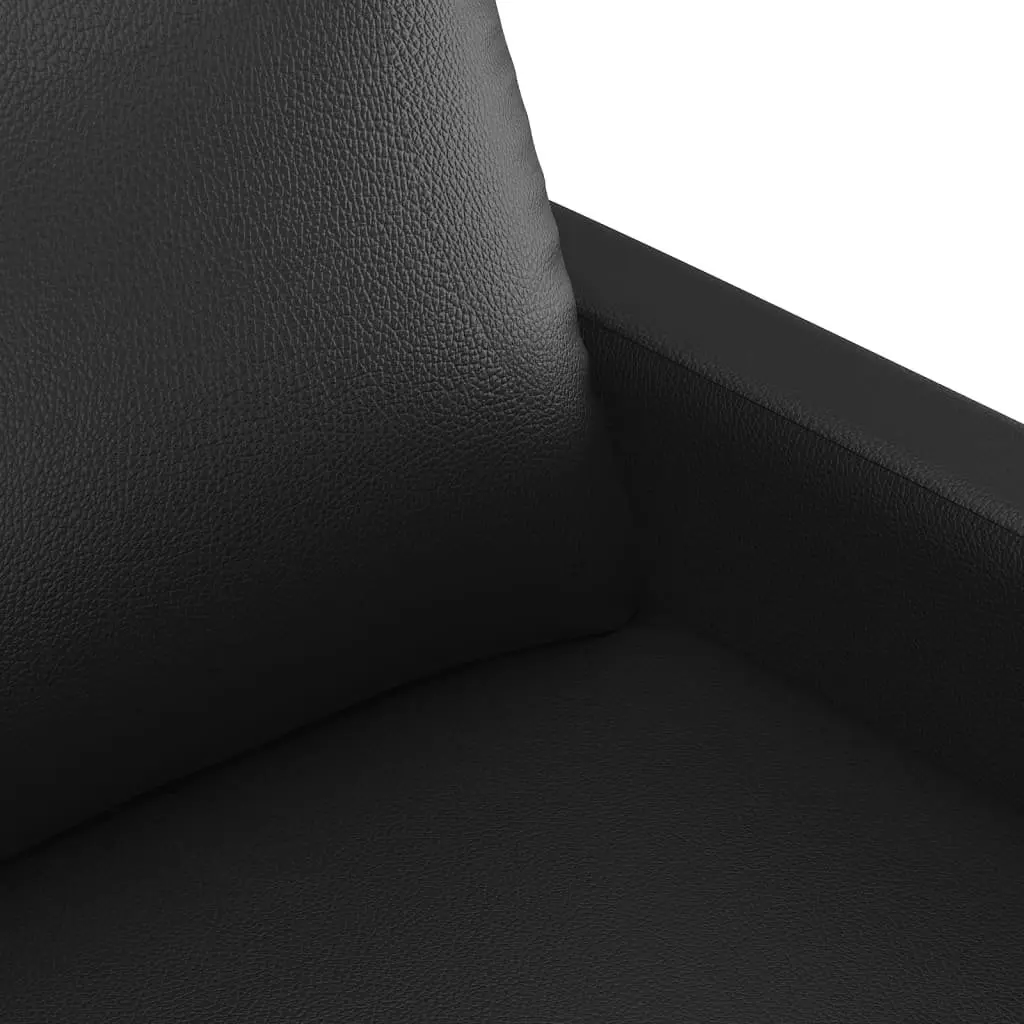 Sofa Set Faux Leather Living Room 3 Piece Black