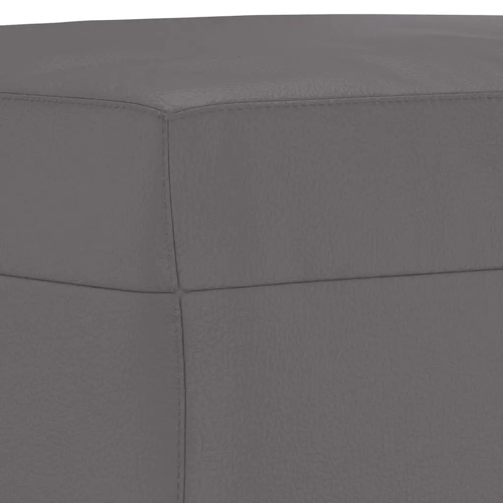 3 Piece Grey Sofa Set with Footstool Cushions Faux Leather Living Room Furniture