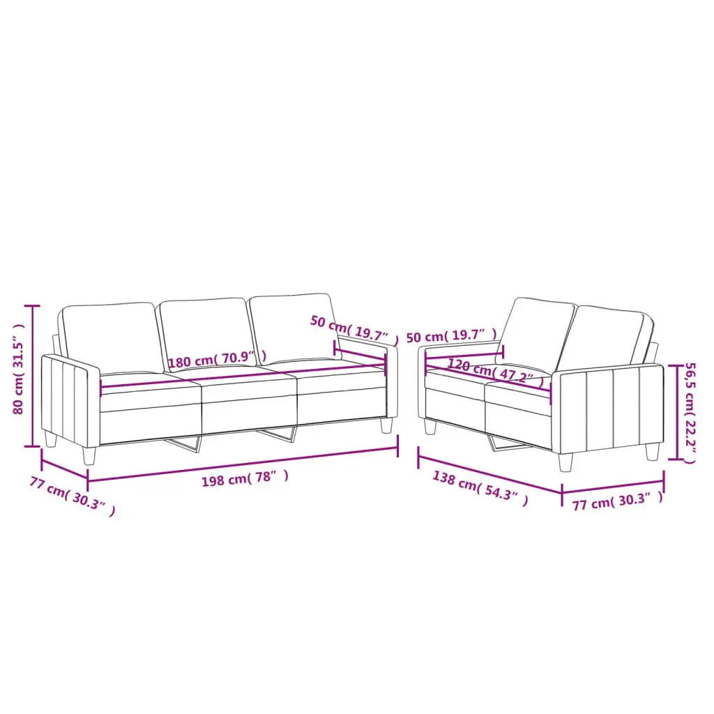 2 Piece Sofa Set Living Room Furniture Cream Faux Leather