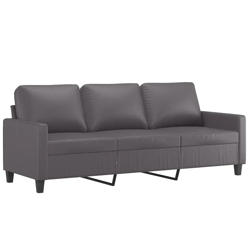 2 Piece Sofa Set Grey Faux Leather Living Room Furniture Seating