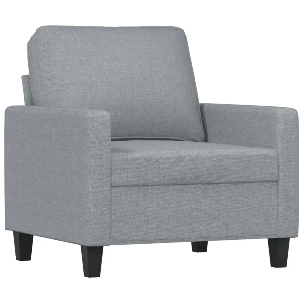 3 Piece Sofa Set Grey Fabric Living Room Couch with Cushions Modern