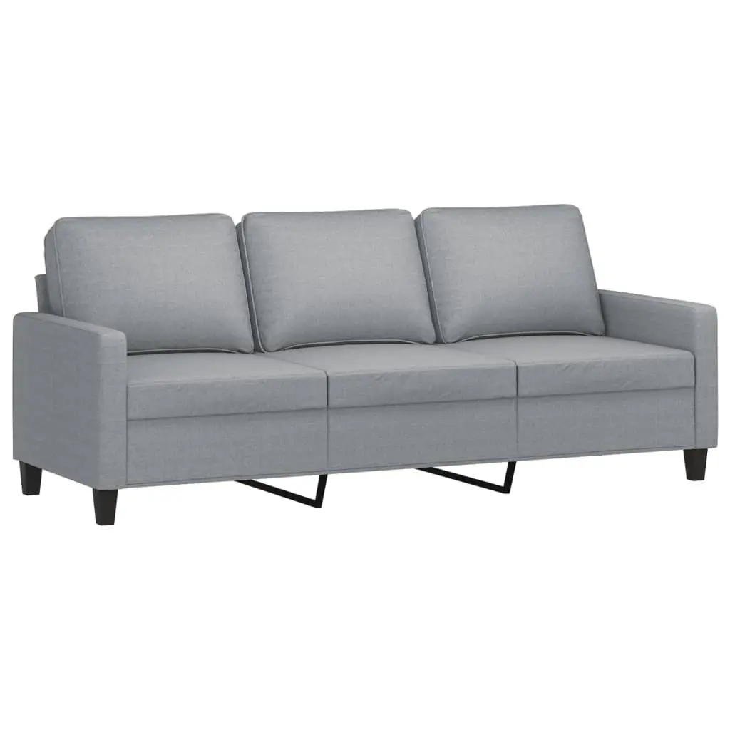 3 Piece Sofa Set Grey Fabric Living Room Couch with Cushions Modern