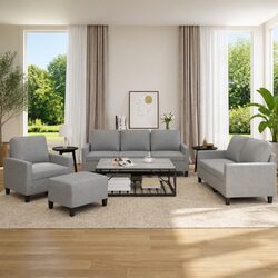 Comfortable and Valuable 4 Piece Grey Sofa Set