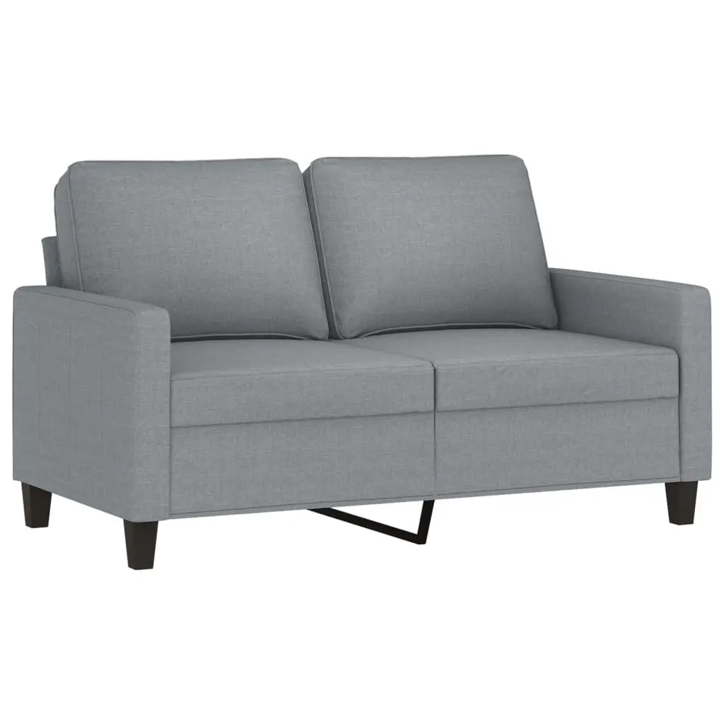 4 Piece Grey Fabric Sofa Set with Cushions Footstool Living Room Furniture