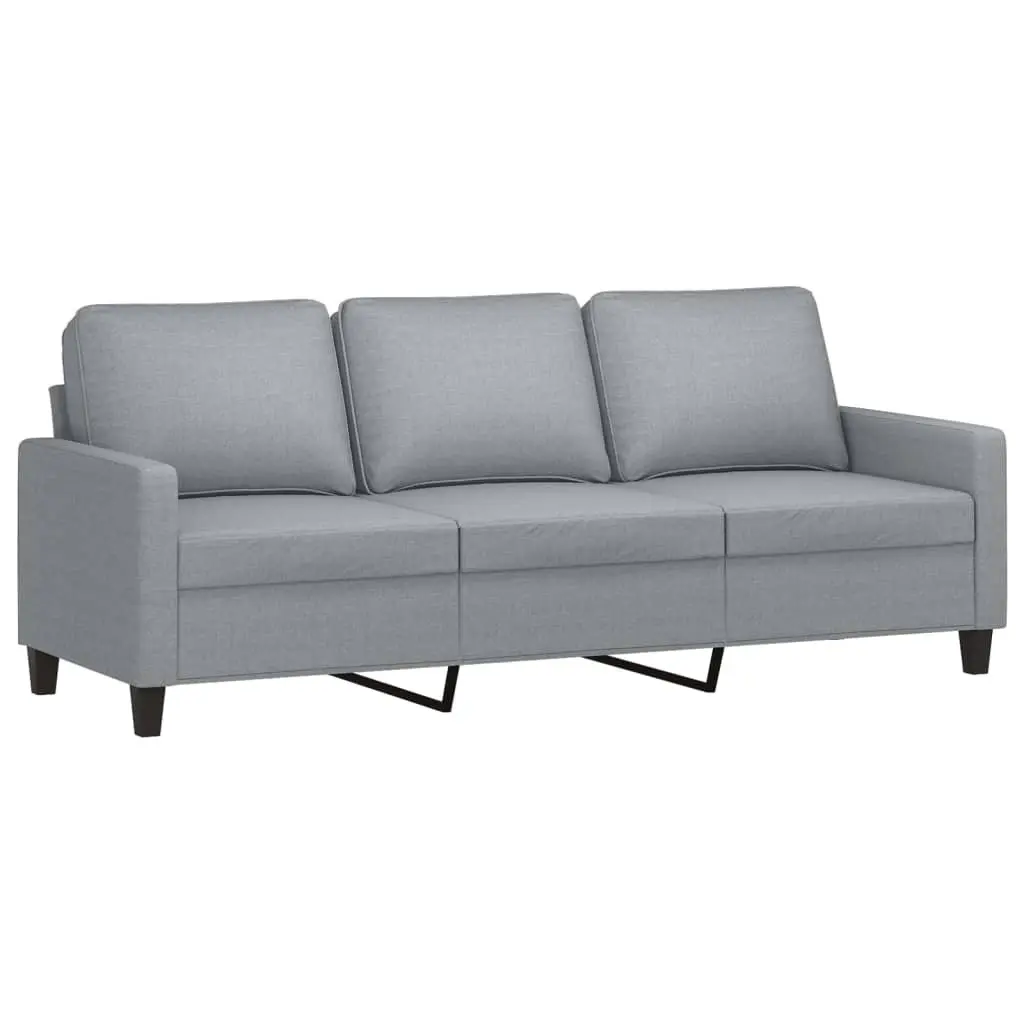 4 Piece Grey Fabric Sofa Set with Cushions Footstool Living Room Furniture