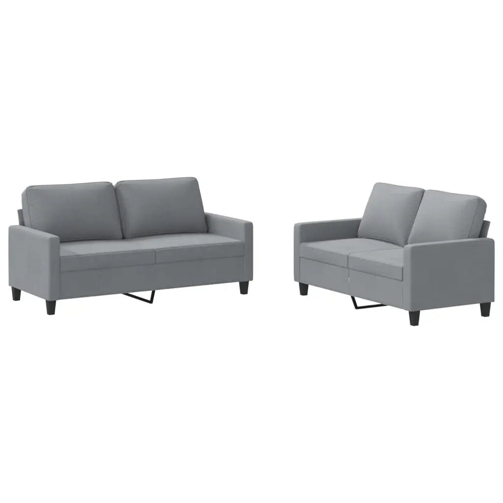 Grey Fabric Sofa Set 2 Piece Suite with Cushions Living Room Seating