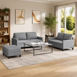 Comfortable 3 Piece Sofa Set with Footstool for Your Home