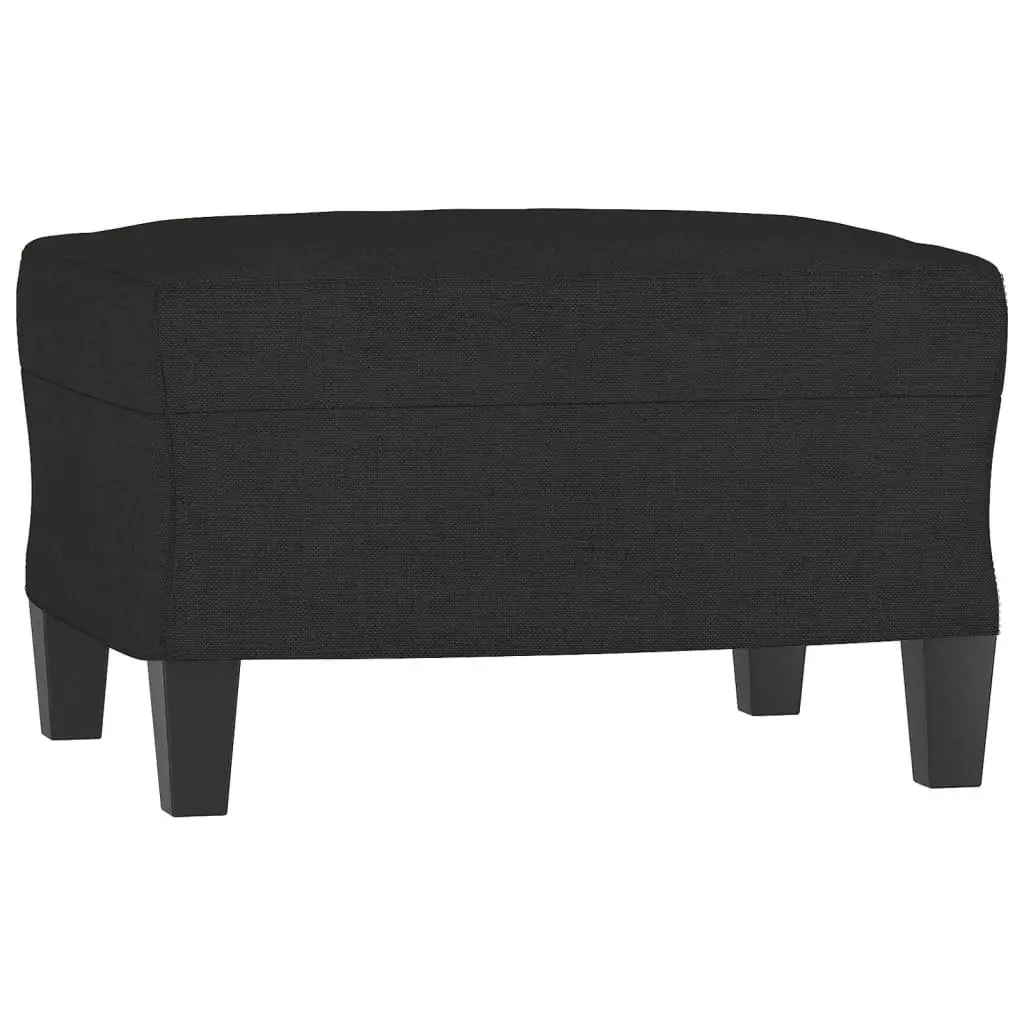 Black Fabric Sofa Set 3-Piece Living Room Furniture with Cushions and Footstool