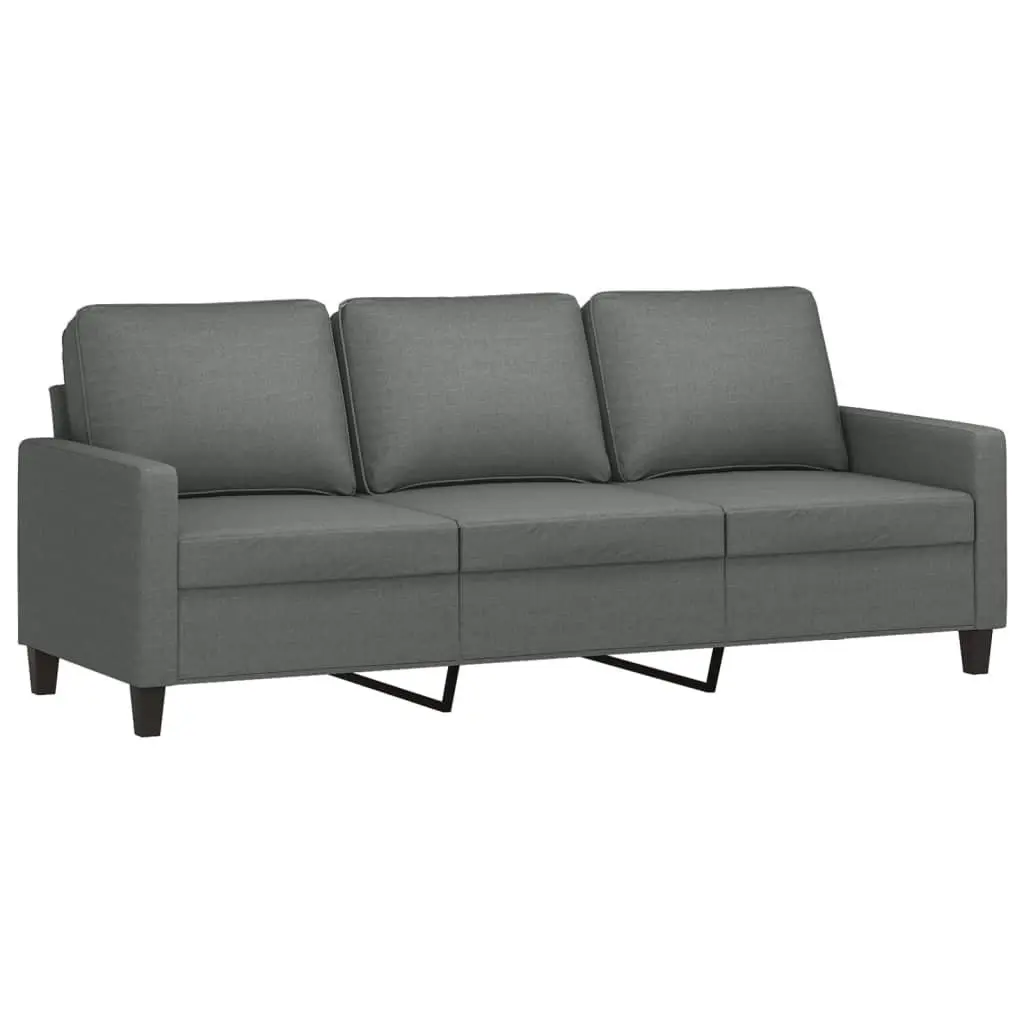 3 Piece Sofa Set with Footstool Grey Fabric Lounge Suite Living Room Furniture