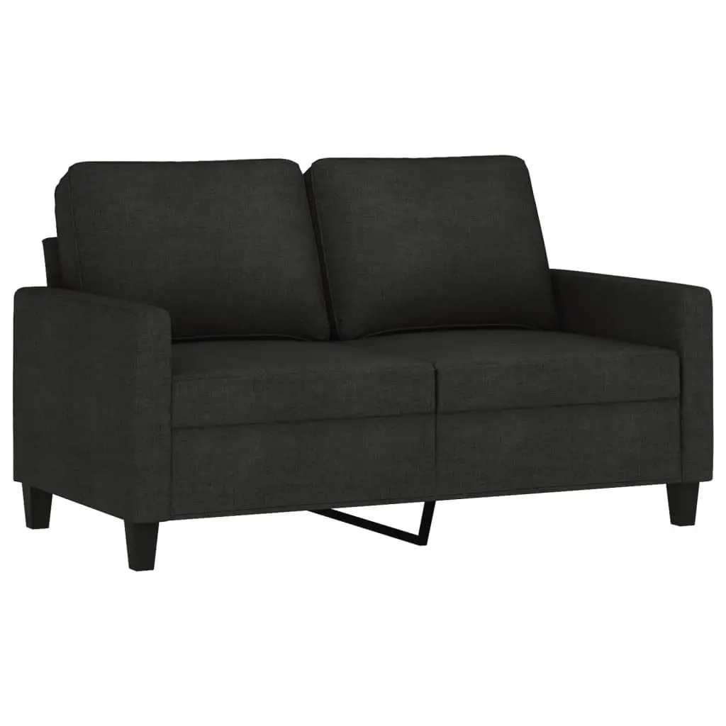 3 Piece Sofa Set Black Fabric Lounge Couch Footstool