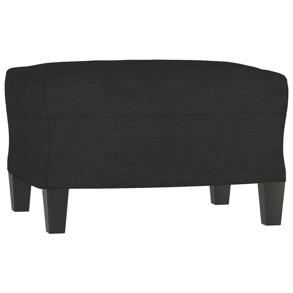 3 Piece Sofa Set Black Fabric Lounge Couch Footstool