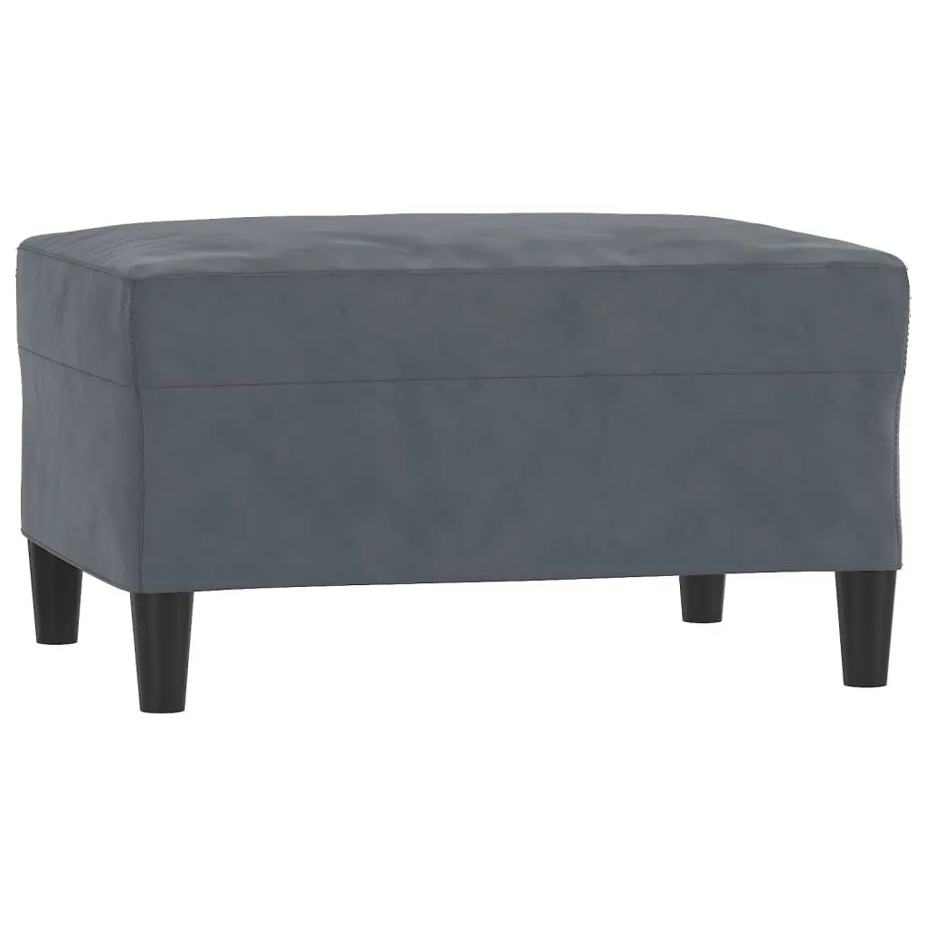 4 Piece Sofa Set with Footstool Cushions Grey Velvet Living Room Furniture