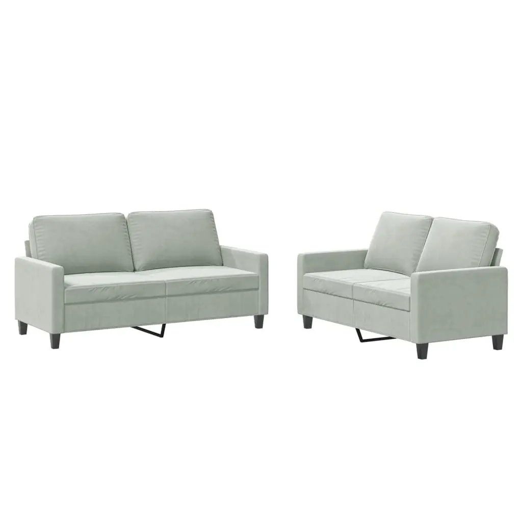 Grey Velvet Sofa Set