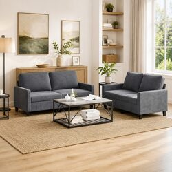 Value-Driven Grey Velvet Sofa Set: 2 Pieces Included