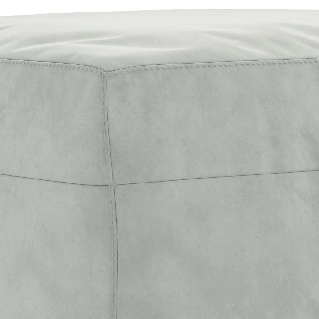 3 Piece Grey Velvet Sofa Set with Footstool
