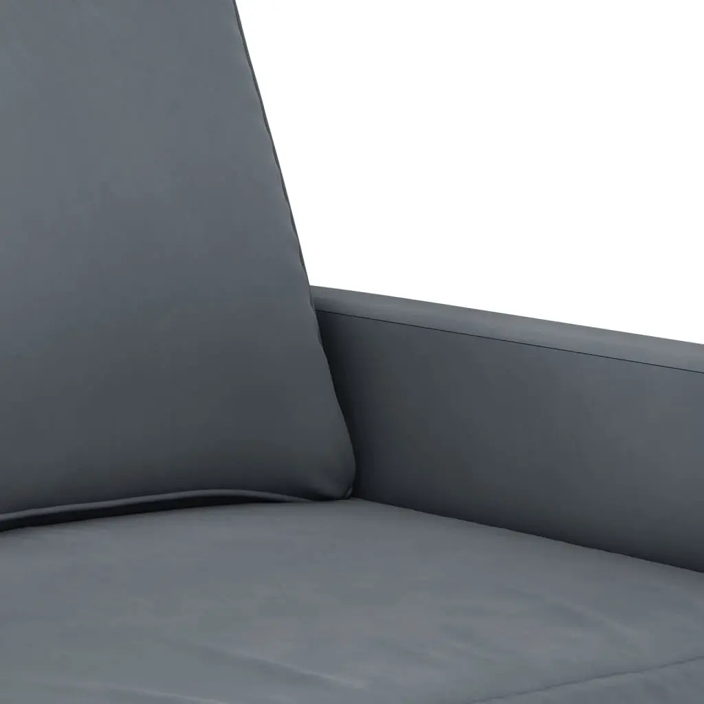 3 Piece Sofa Set Grey Velvet Couch with Cushions and Footstool Living Room