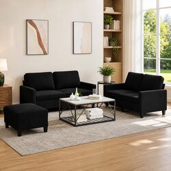Comfortable 3 Piece Sofa Set with Versatile Footstool