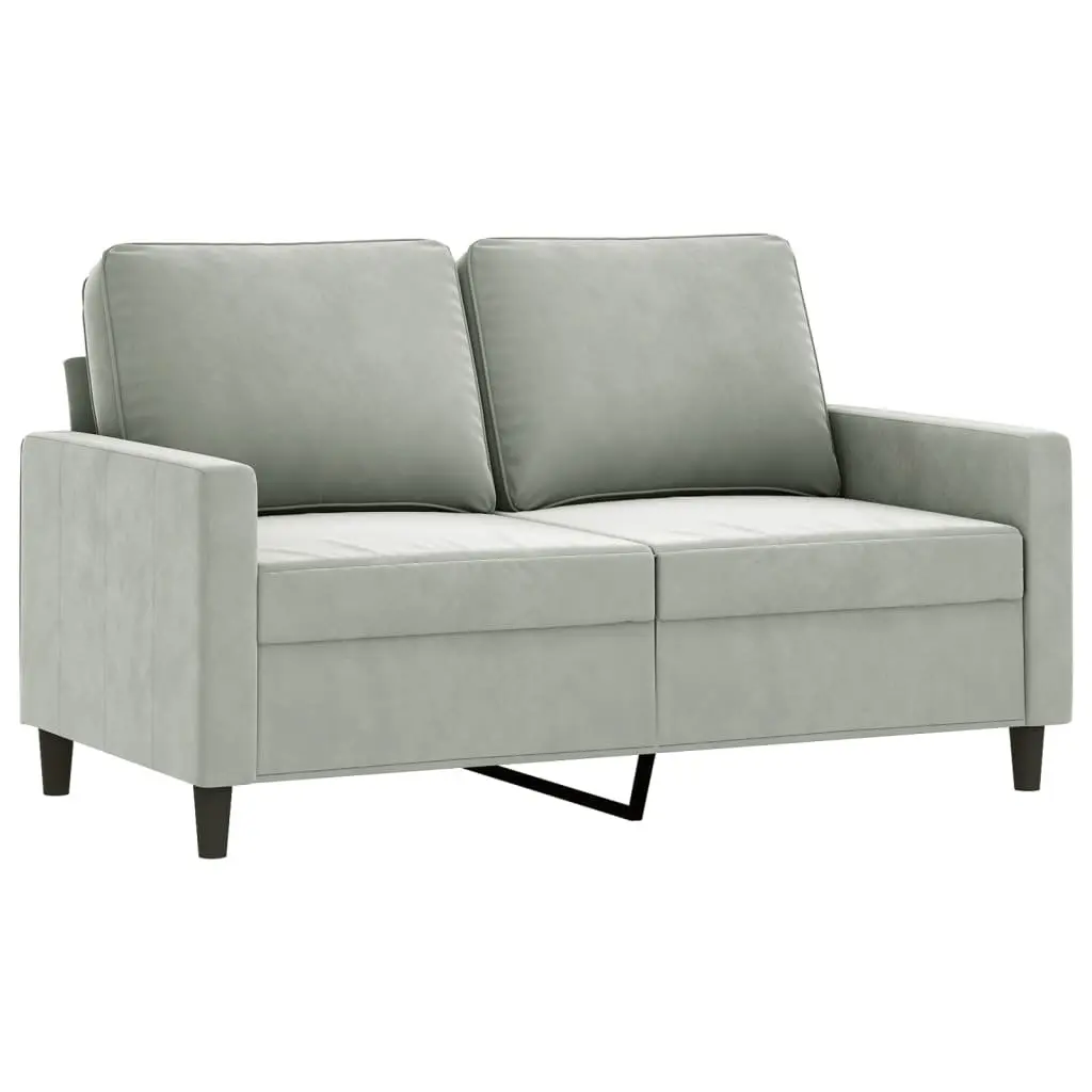 Sofa Set Grey Velvet Soft Cushioned Lounge Seating 2 Piece