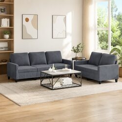 Practical and Cozy Grey Velvet Sofa Set