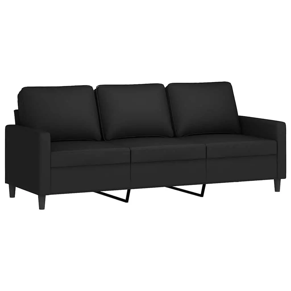 2 Piece Sofa Set Black Velvet Cushions Living Room Furniture Comfortable Seating