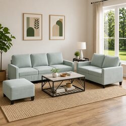 Warm and Inviting 3 Piece Grey Velvet Sofa Set