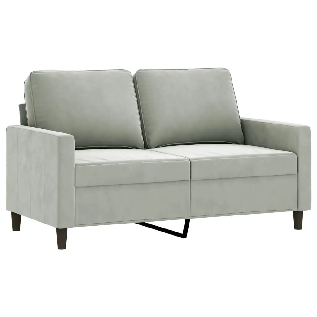 Grey Velvet 3 Piece Lounge Sofa Set with Chair and Footstool for Living Room Comfort