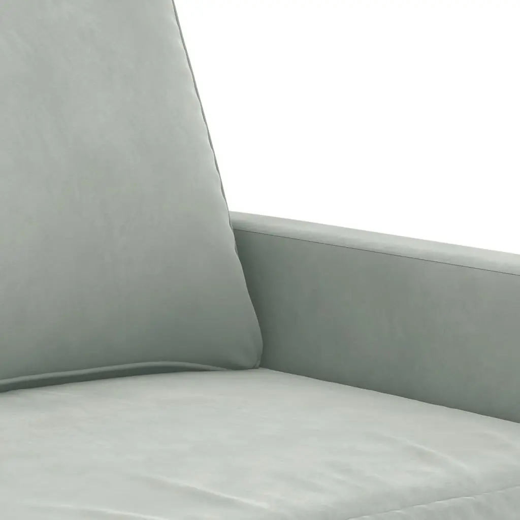 Grey Velvet 3 Piece Lounge Sofa Set with Chair and Footstool for Living Room Comfort