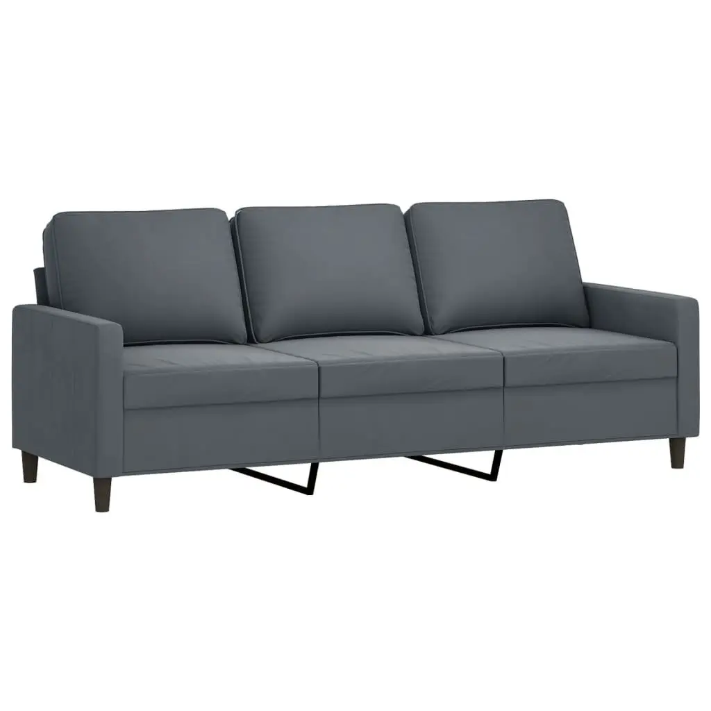 3 Piece Sofa Set Grey Velvet Living Room Furniture Lounge Suite