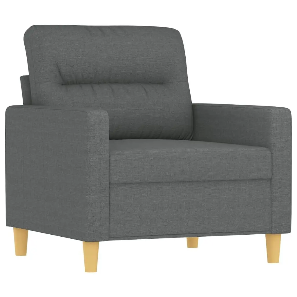 4 Piece Grey Fabric Sofa Set with Roll Pillows