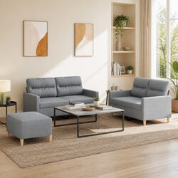 Comfortable 3 Piece Sofa Set with Footstool for Daily Use